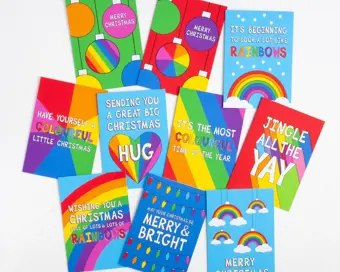Rainbow Christmas Cards Bundle of Ten