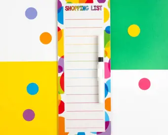 Wipeable Shopping List with Magnetic Back
