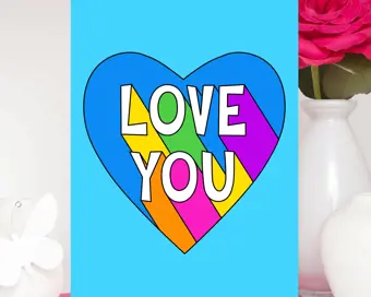 Rainbow Love You Valentine Card