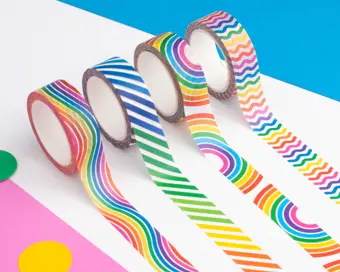 Colourful Rainbow Washi Tape Set of 4
