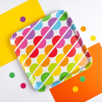 Colourful Rainbow Circles Square Tray CLEARANCE