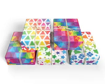 Rainbow Christmas Wrapping Paper Bundle