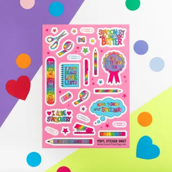 Stationery Theme A5 Vinyl Sticker Sheet