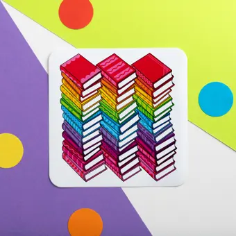 Rainbow Books Reading Themed Vinyl Sticker