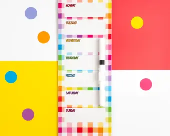 Gingham Wipeable Weekly Planner with Magnetic Back