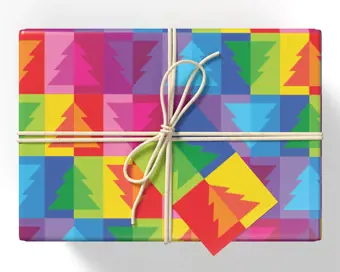 Rainbow Christmas Trees Wrapping Paper