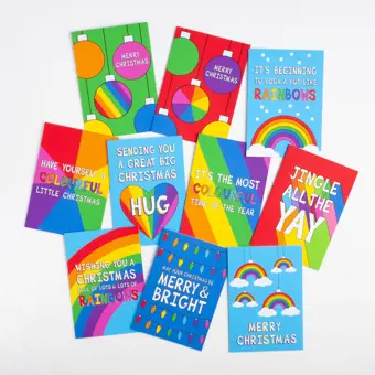 Rainbow Christmas Cards Bundle of Ten