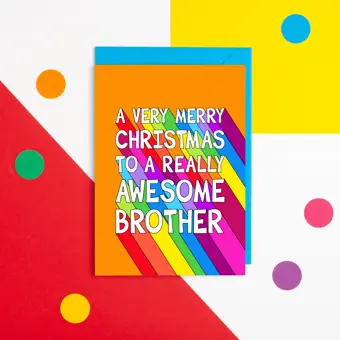 Vibrant Awesome Brother Christmas Card