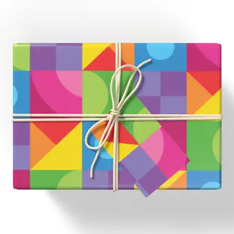 Rainbow Shapes Gift Wrap CLEARANCE