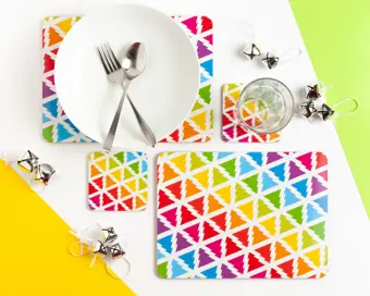 SALE Colourful Christmas Trees Placemat Set