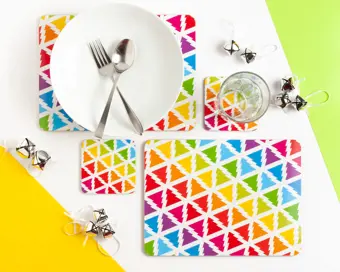 Colourful Christmas Trees Placemat Set CLEARANCE
