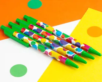 Colourful Spots Pen with Green Trim