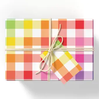 Rainbow Gingham Wrapping Paper CLEARANCE