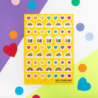 A5 Sheet of Vinyl Rainbow Planner Stickers