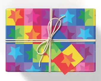 Colourful Stars Christmas Gift Wrap