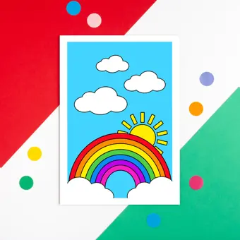 Rainbow Sunshine Clouds Wall Art Print