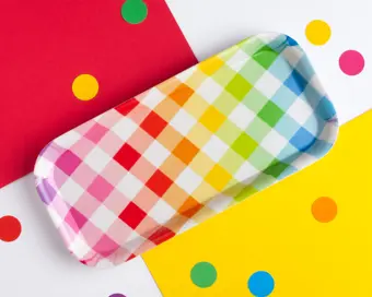 Rainbow Gingham Snack Tray