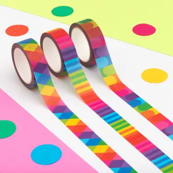 Bright Rainbow Colour Washi Tape Set of 3