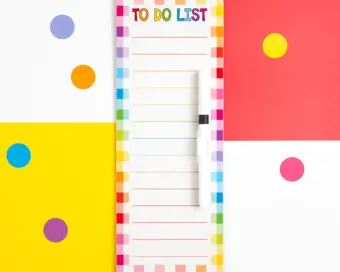 Gingham Wipeable To Do List with Magnetic Back