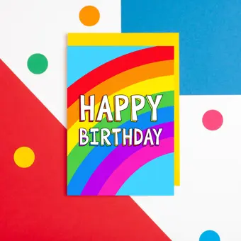 Happy Birthday Card with Rainbow Background