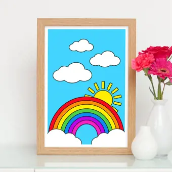 Rainbow Sun Clouds Print