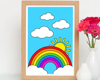 Rainbow Sun Clouds Print