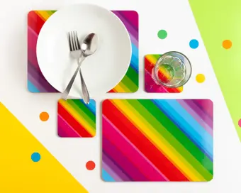 SALE Rainbow Stripe Placemat Set
