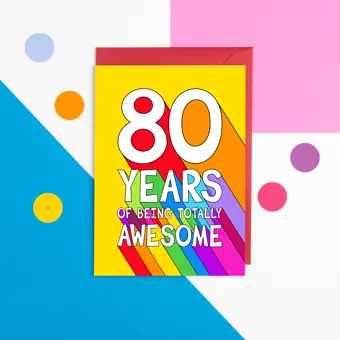 Colourful 80th Birthday Card