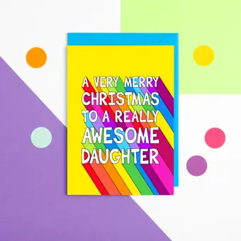 Bright Awesome Daughter Christmas Card