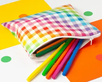 Rainbow Gingham Large Pencil Case / Pouch,