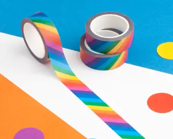 Diagonal Rainbow Stripe Washi Tape