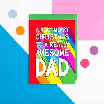 Colourful Awesome Dad Christmas Card