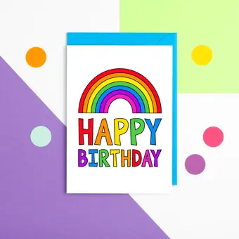Happy Birthday Card with Rainbow