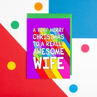 Vibrant Awesome Wife Christmas Card