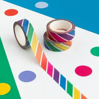 Rainbow White Striped Washi Tape