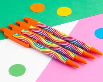Rainbow Waves Pen with Orange Trim