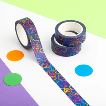 Geometric Shapes on Blue Washi Tape