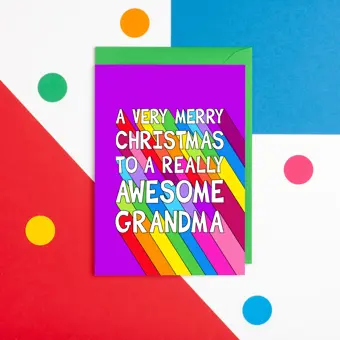 Bright Awesome Grandma Christmas Card
