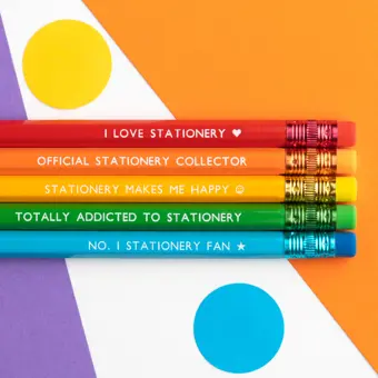 Product Image for: Rainbow Stationery Themed Pencil Set of 5