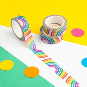 Rainbows on White Washi Tape