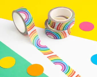 Rainbows on White Washi Tape