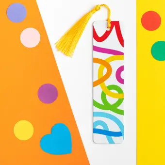 Colourful Squiggles Double Sided Metal Bookmark
