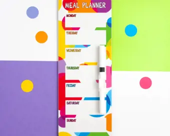 Wipeable Meal Planner with Magnetic Back