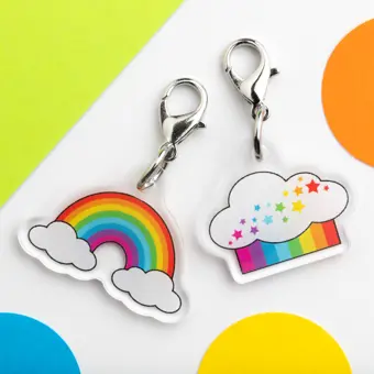 Colourful Acrylic Charm Keyring Set of 2