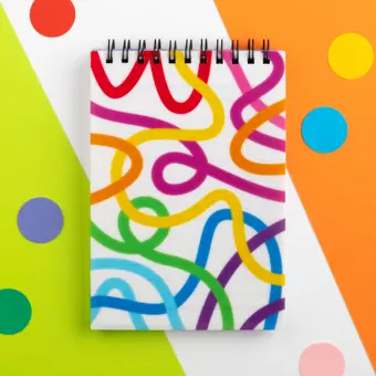 Colourful Squiggles A6 Spiral Bound Lined Notebook
