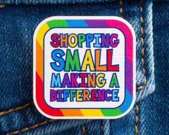 Shopping Small Making A Difference Wooden Pin Badge