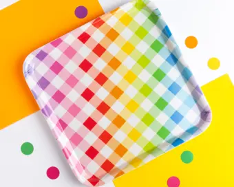 Rainbow Gingham Square Tray