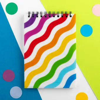 Colourful Wavy Stripes A6 Spiral Bound Lined Notebook