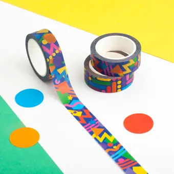 Retro Shapes on Blue Washi Tape