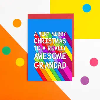 Bright Awesome Grandad Christmas Card
